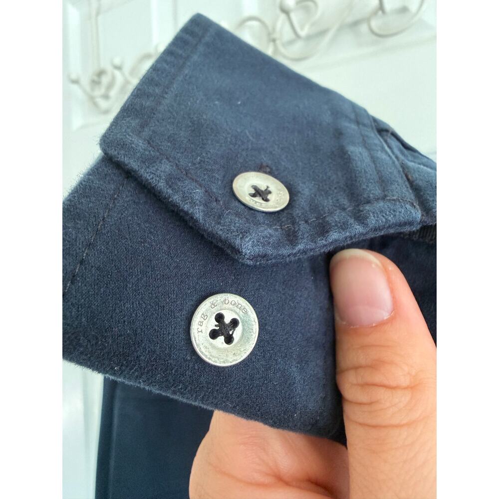 Rag & Bone Men’s Button Down Navy Shirt Size L - Picture 10 of 13